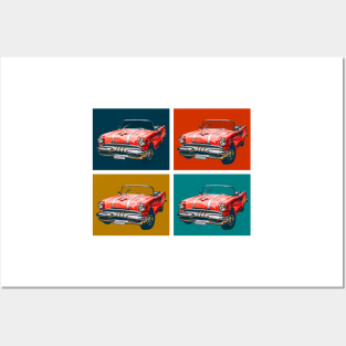 Classic Sixties Era Red Car Collage Vintage Auto Style Wheels Posters and Art